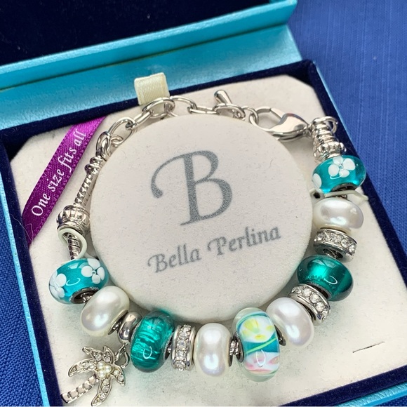 Vintage Bella Perlina Glass Bead Tropical Blue Bracelet - Picture 4 of 4